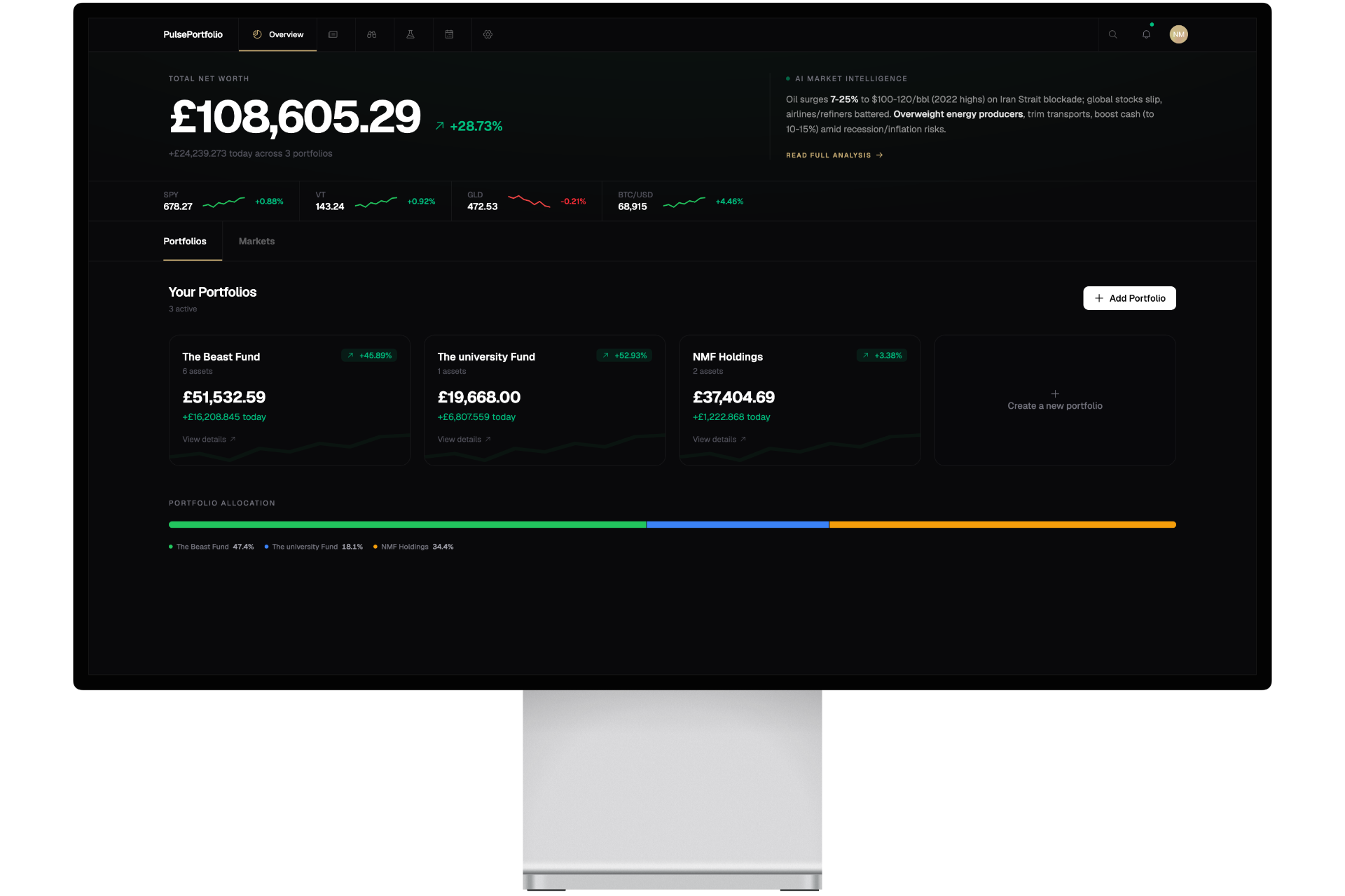 PulsePortfolio dashboard